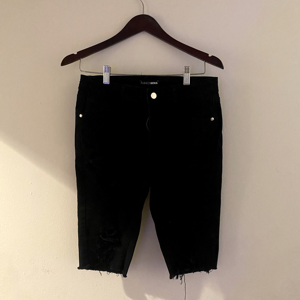 Fashion Nova Long Shorts with Ripped Design on Front